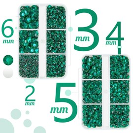 qiipii Jade Green Resin Crystal Rhinestones w B7000 Jewelry Glue for Bedazzling Crafting 2-6mm Moss Green Flatback Stones Diamonds Crystals Gems for Nails Face Eyes Makeup Tumblers Bottles DIY Crafts