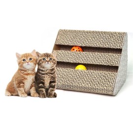 Cat Scratch Pad,Scratcher with Catnip,Scratching Posts,Cat Toy Scratching Board Lounge Set with Bell-Ball Cat Free Catnip by Ayuboom