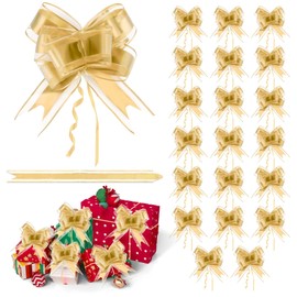 20 PCS Pull Bows Gold Bows for Gift Wrapping 6 Inches Organza Ribbon Bow Large GiftBows for Gift Wrapping Easter Wedding Birthday Party Flower Baskets Present Christmas Graduation Decorations