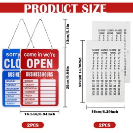 2Pcs Open Closed Sign with Clock Hands for Business Pull and Push Stickers - Red/Blue Double-Sided Open Signs for Business Store Office Bars Retail Salon Shop (Red&Blue)