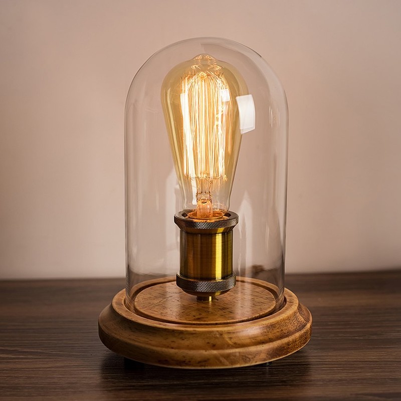 Surpars House Farmhouse Table Lamp, Vintage Desk Decor with Glass