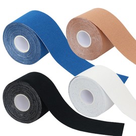 Kinesiology Tape, 4 PCS Kinesiology Tape 5m Roll, Physio & Sports Injury Muscle Tape, Elastic Muscle Support Tape, or Exercise, Sports & Injury Recovery,Waterproof & Hyopallergenic Kinetic Sports Tape