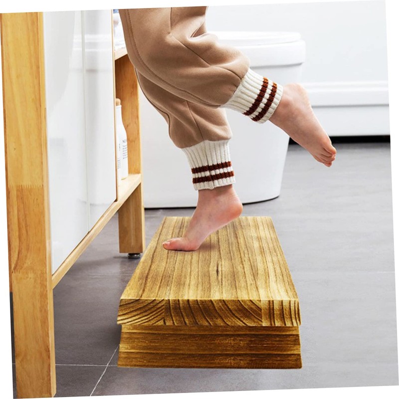OHPHCALL Stool for Adults Low Stool for Sitting Wooden Foot