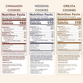 Mexican Cookie Variety Pack (Pack of 3), Cinnamon Cookies, Mexican Wedding Cookies, Orejitas by La Monarca Bakery