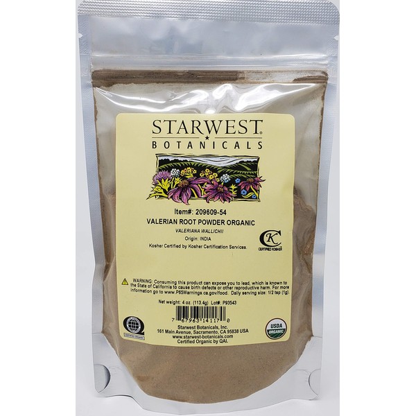 Starwest Botanicals Organic Valerian Root Powder, 4 Ounces