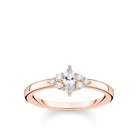 THOMAS SABO Vintage White Stone Ring 925 Sterling Silver TR2325, Silver, Cubic Zirconia