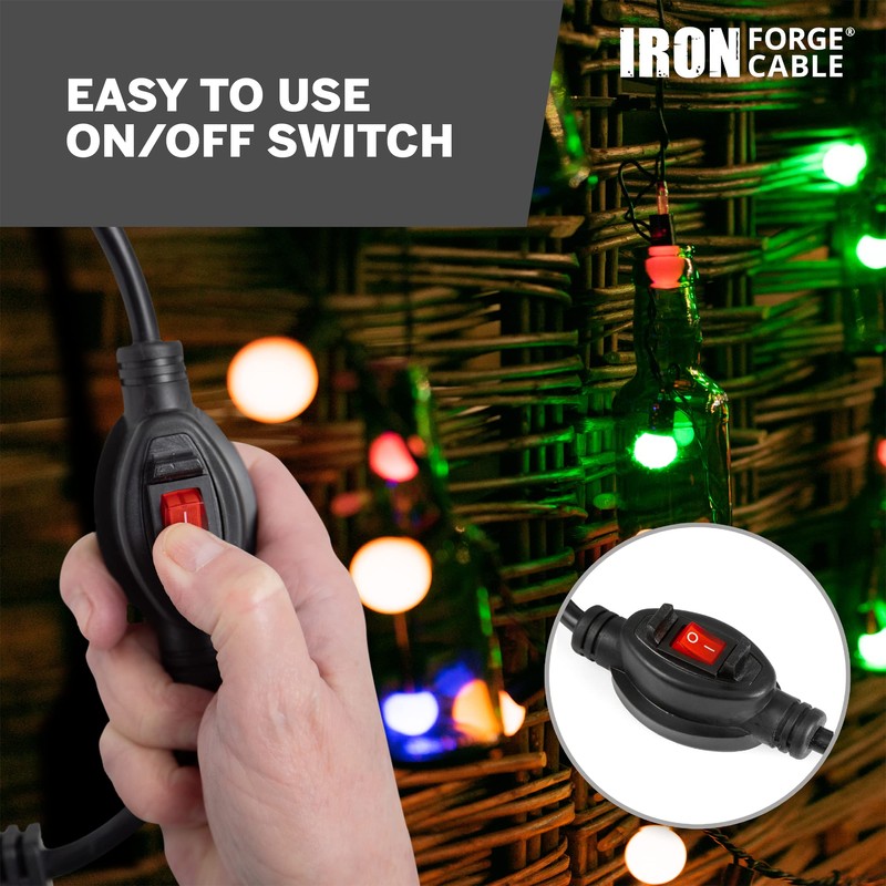 Iron Forge Cable 10 Ft 3 Outlets Black Extension Cord