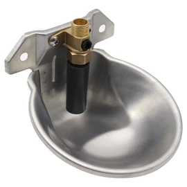 Abustle pig Metal Sheep Automatic Water Drinking Bowl, Thickened Steel Automatic Goat Waterer Fountain with Copper Valve Touch Switch,Farm Water Drinking Equipment (Silver)