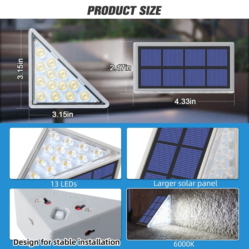 NIORSUN Solar Step Lights,12 Pack Cool White Solar Stair Lights