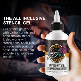 Tattoo Stencil Transfer Gel Solution,Professional Tattoo Stencil Gel Fresh Tattoo Stuff Stencil Transfer Cream Gel for Tranfer Stickers Paper Machine Soap Tattoo Supplies,Clear & Long-Lasting(150ml)