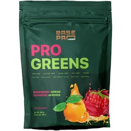 Raspberry Citrus | Base Pro Nutrition | 300 grams - 30 servings | Vegan, Non-GMO, Gluten-Free, Soy-Free, Dairy-Free | Greens, Greens Powder, Greens Blend | Healthy Digestive System, Provides Antioxidant | Spirulina, Spinach, Alfalfa, Barley |