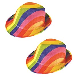 HENBRANDT 2 x Gay Pride Colourful Rainbow Fancy Dress Gangster Hat Carnival Summer Festival Cap