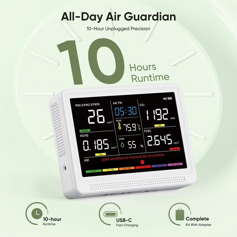 bonoch 16 in 1 Air Quality Monitor Indoor Real-Time Wildfire
