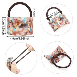 Honbay 4PCS Fashion Acrylic Acetate Geometric Arc Elastic Hair Ties Tortoiseshell Hair Cuff Wrap Decorative Hair Ropes Stretch Hair Bands Hair Rings Elastic Ponytail Holders Hair Accessories