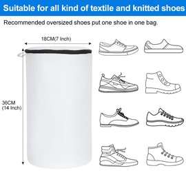 Vivifying Shoes Wash Bags, Set of 2 Mesh Shoes Laundry Bag with Zip Closure for Sneakers, Socks, Bras