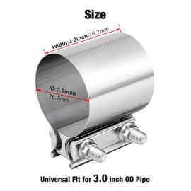 EVIL ENERGY 3.0 Inch Exhaust Clamp,Butt Joint Band Clamp Sleeve Coupler Stainless Steel for Pipes,Mufflers,Catalytic Converters 2PCs