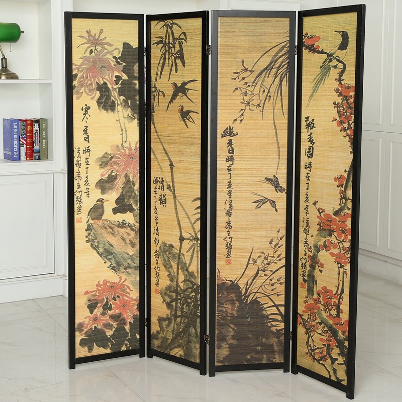 MyGift Decorative Chinese Calligraphy Design Wood & Bamboo Hinged 4