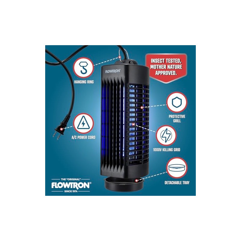 Flowtron Indoor Bug Zapper (Black) - 1000V Electric Insect Killer