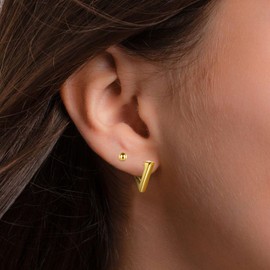 SHINYTE CATALINE 3 Pairs Heart Earrings Set, 14K Gold Hoop Earrings for Women, Hypoallergenic Jewelry for Multiple Piercings, 12, Brass, No Gemstone