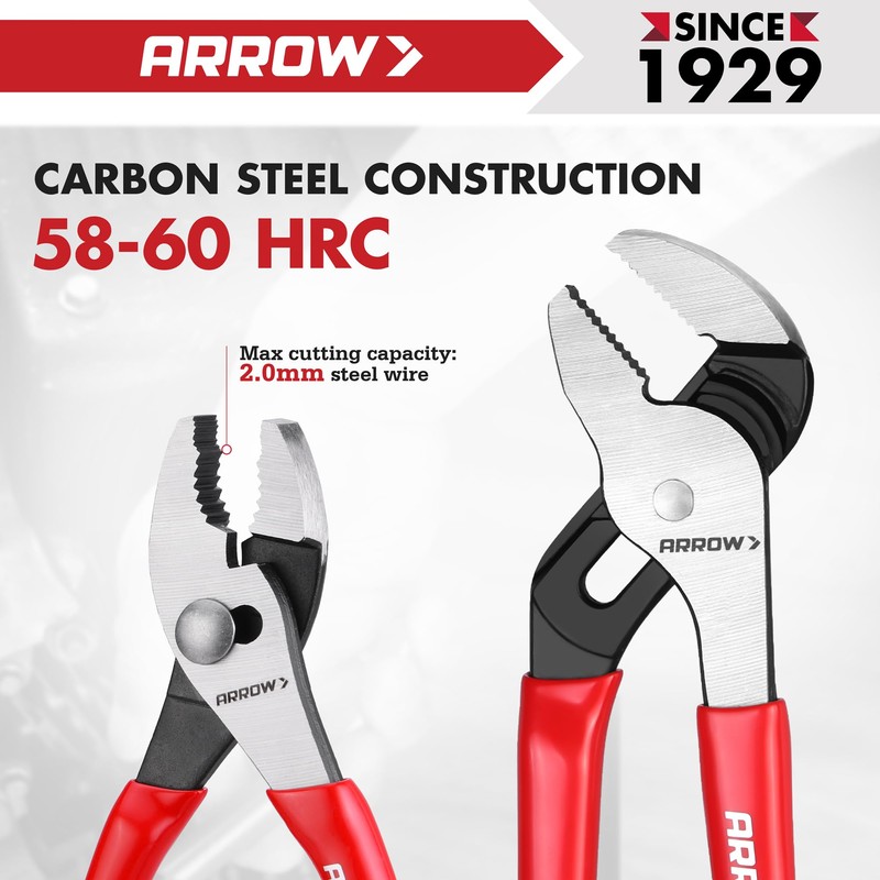 ARROW 3PCS Pliers Set, 6" Needle Nose Pliers, 6" Slip