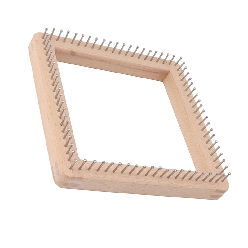 Mini Square Knitting Tool with Hooks Wooden Crochet Board for