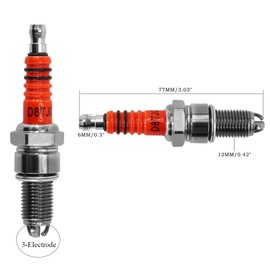 PRO BAT D8TJC D8TC 3 Electrode Spark Plug for CG 125cc 150cc 200cc 250cc CF250 4 Stroke Gasoline Engine Dirt Bike Go Kart Moped Scooter ATV Motorcycle Orange, 8Pcs