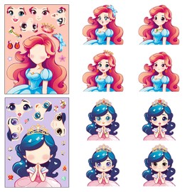 Princess Face Swap Sticker, Princess Face Swap Sticker, Princess Makeup, A Face Sticker, Sticker Puzzle, Kids, Educational Toys, DIY, 6 Types, 18 Sheets