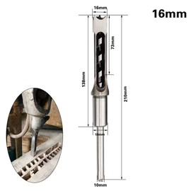 Broca de Taladro de Mortaja de Agujero Cuadrado Sierra de Taladro de Carpintería Juego de Herramientas de Broca de Cincel de Mortaja en Forma de U Diseño de Flauta de Viruta Larga(16mm)