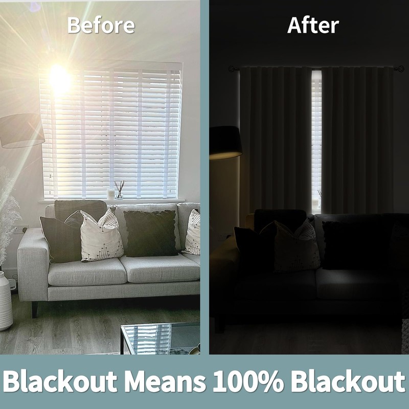 BGment 100% Room Darkening Thermal Insulated Blackout Curtains 63 Inches