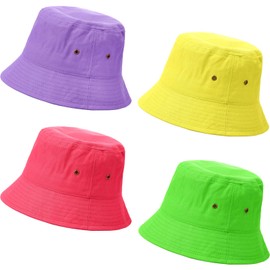 4 Pieces Bucket Hat Sun Hat Packable Travel Hat Washed Beach Fishing Hat for Men Women Kids (Medium)