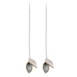 Stainless Steel Threader Earrings for Women Silver Chain Dangling Leaf Dainty Boho Earrings Lightweight Accessories Valentines Mother's Day Birthday Thanksgiving Gifts