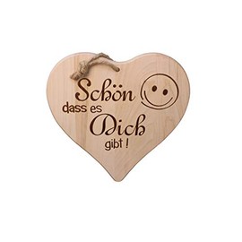 DEKOFANT Signs with Sayings Wooden Heart 24 x 24 cm "Schön das es Dich gibt " Gift with Saying