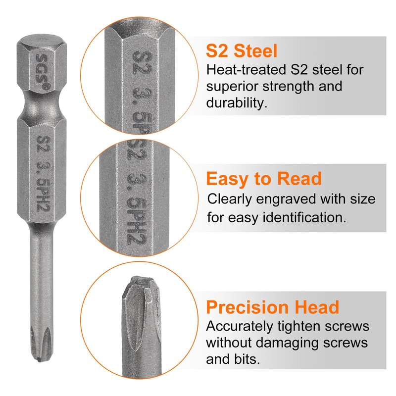 sourcing map 10pcs #00-#3 Phillips Screwdriver Bit Set PH00-PH3 1/4"