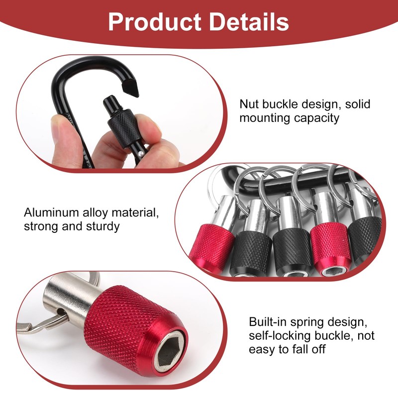6Pcs Drill Bit Holder Keychain 1/4 Inch Hex Shank Screwdriver