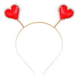 BVGA Valentines Day Headband Sparkling Rhinestone Enamel Heart head Boppers Hairband for women Girls Fashion Trendy Wobbly Love Spring Headband for Holiday Party Hair Hoop Accessory