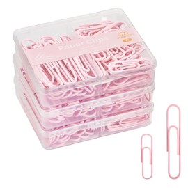 NEEWAY Clips de Papel Coloridos de Varios Tamaños, Clips de Papel Pequeños y Grandes, 210 Piezas, 3 Paquetes de 70 (Rosa Claro)