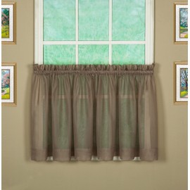 Today's Curtain Emelia Original Voile Tier Pair 30", Taupe, 60" W x 30" L