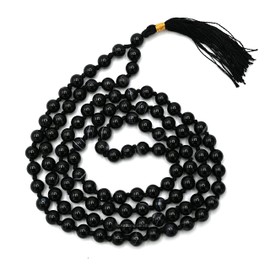 Cuentas de oración budista de ágata negra Sulemani Hakik con 108 cuentas de meditación (anudadas a mano)