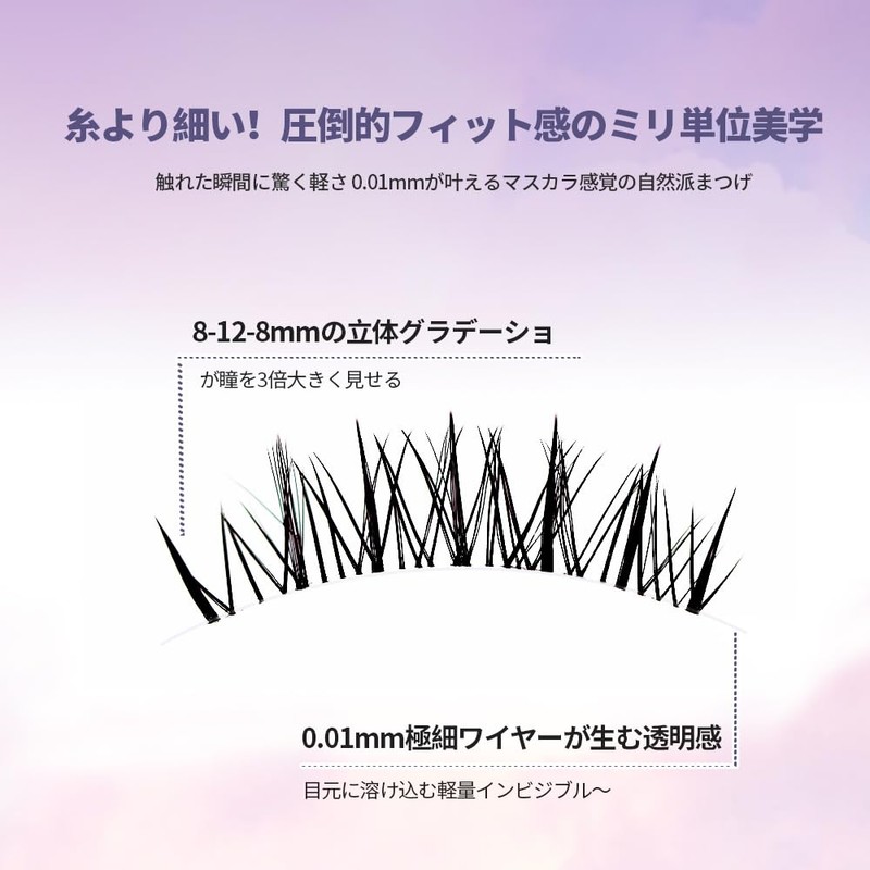 False Eyelashes, Natural, 5 Pairs, Popular, Transparent Shaft, Soft Core,