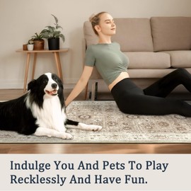 Capslpad 2x6 Boho Hallway Runner, Brown Ultra Soft Fabric Washable Runner Rug, Non-Slip Rubber Backing, Stain Resistant Low Pile Runners for Hallways, Kitchen, Entryway, Bedroom, Laundry