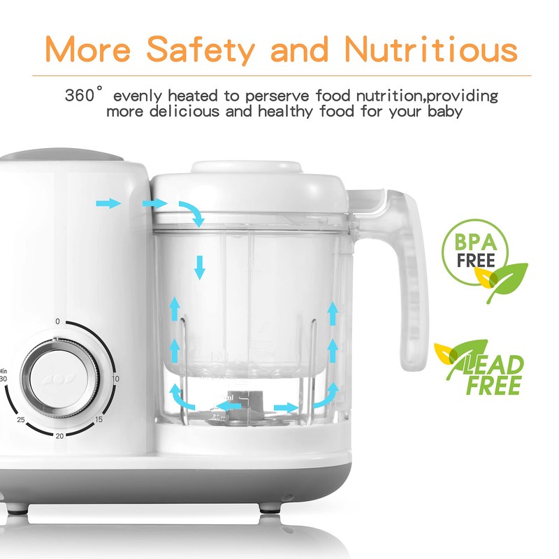 AMZBABYCHEF Baby Food Maker, 4 in 1 Baby Food Processor