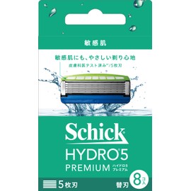 Hydro Schick Hydro 5 Premium Sensitive Skin Replacement Blades (Pack of 8) with Skin Guard 5 Blades Blue