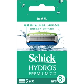 Hydro Schick Hydro 5 Premium Sensitive Skin Replacement Blades (Pack of 8) with Skin Guard 5 Blades Blue