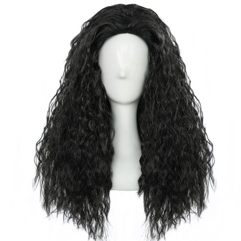 Long Curly Black Wigs Men Women Long Black Wig Rocker