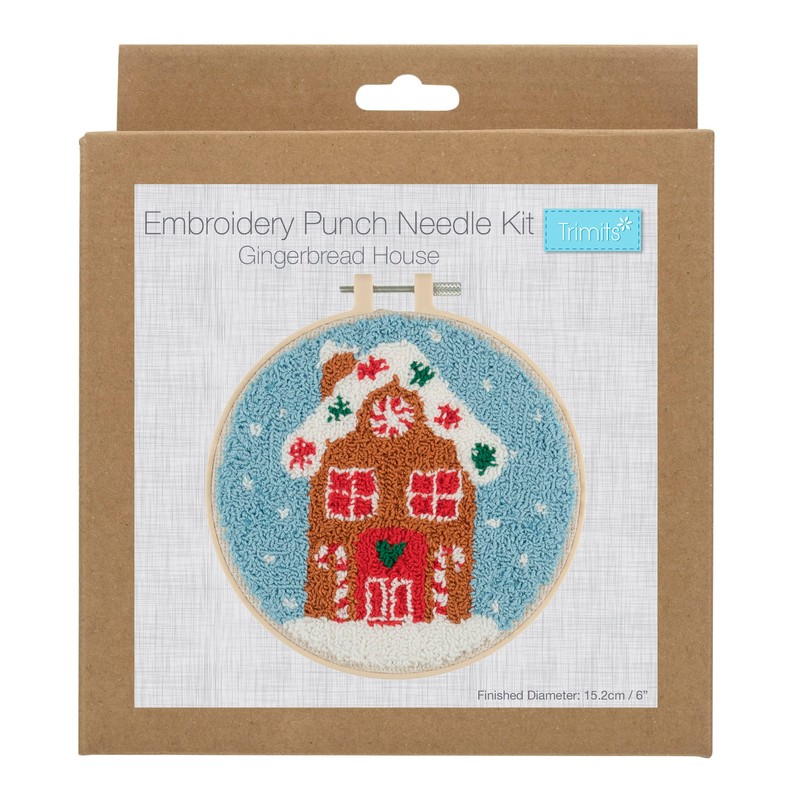 Trimits Embroidery Punch Needle Hoop Kits, 15.2cm 6”, Gingerbread House