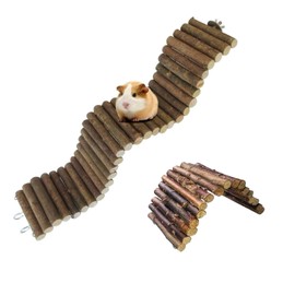 Rat Bendy Long Suspension Bridges,Guinea Pig Bendable Tunnel,Gerbil Wooden Ramp,Chinchilla Cage Large Climbing Ladder,Natural Wood Chews Toys for Small Animal,Rodents,Mouse,Hedgehog,Dwarf Hamster