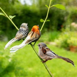 TUESMEILL Artificial Birds for Crafts Clip On Bird Ornaments Artificial Simulation Foam Bird Sparrow Ornaments for Craft Garden Decoration Home Decor