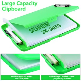 Clipboard with Storage for Office Supplies Clip Boards 8.5x11 with Storage for Nurse,Side Open Nurse Clipboard Foldable Storage Clipboard,Plastic Clipboard with Low Profile Clip Clip Board-Green