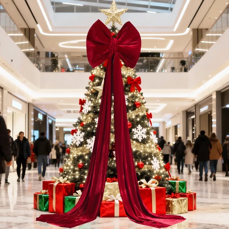 Arcos Rojos Para Árbol De Navidad, Topper Árbol Navidad