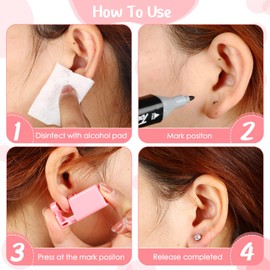 Mudder 8 Pieces Self Disposable Ear Piercing Kit Safety Portable Ear Nose Mouse Piercing Tools with Crystal Ear Studs (White, Pink)